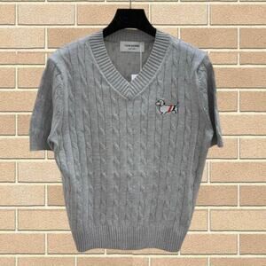 Women's Thom Browne Printed V-Neck Knit Short Sleeve